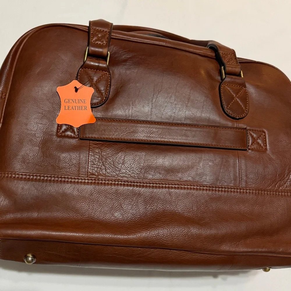 NFL Dallas Cowboys Brown Genuine Leather Duffel Bag NWT